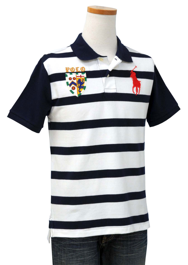 【全商品10%OFFクーポン】POLO by Ralph LaurenラルフローレンBoy'sビッグポニー エンブレム刺繍 半袖ボーダー鹿の子ポロシャツラルフローレン ビッグポニーポロシャツ