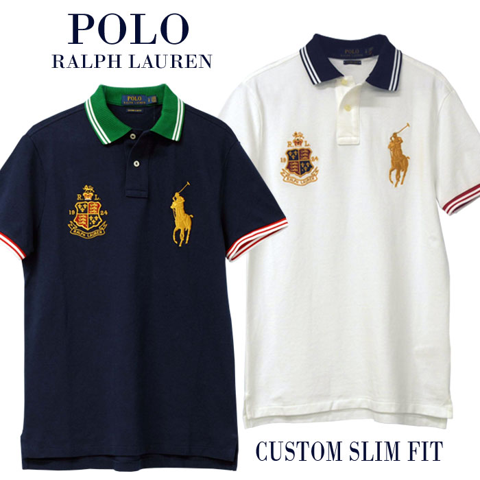 POLO Ralph Lauren Men 039 sゴールドビッグポニー半袖鹿の子ポロシャツカスタムスリムフィットXL,大きいサイズ【送料無料】