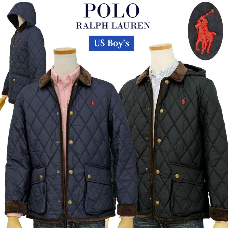 POLO Ralph Lauren Boy'sコーデュロイ衿 キルトジャケットフード付（着脱可）ラルフローレン キルトジャケット送料無料