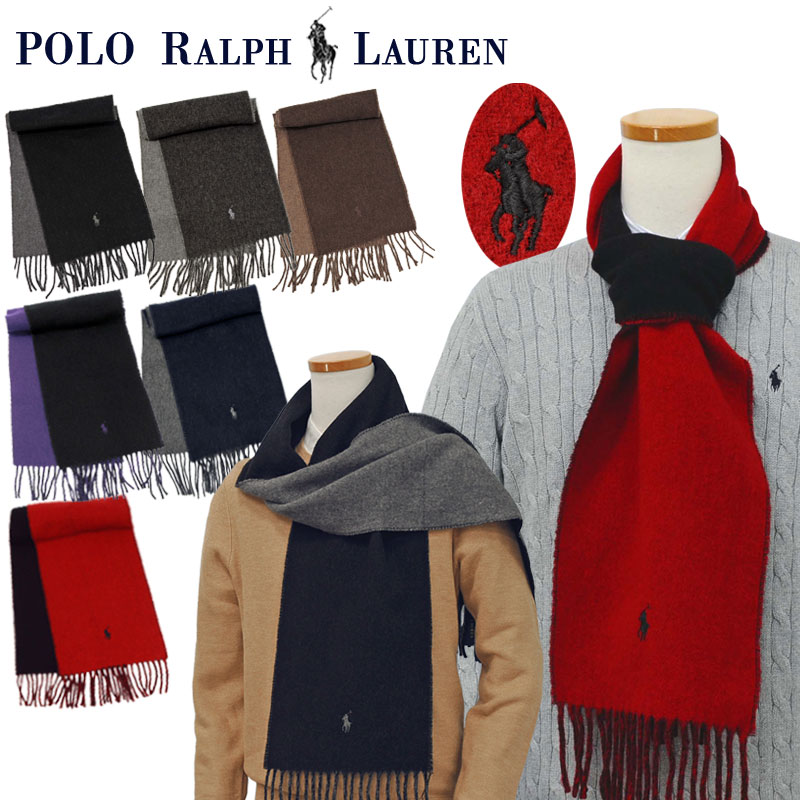 2021-秋冬ニューモデル【イタリア製】POLO by Ralph Laurenクラシック リバーシブル マフラーPC0455【男女兼用】ポロ ラルフローレン マフラーメンズ レディース【送料無料】