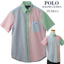 POLO Ralph Lauren Men 039 sストライプ サッカー生地 ポケット付き半袖シャツXL,大きいサイズ【送料無料】父の日ギフト プレゼント