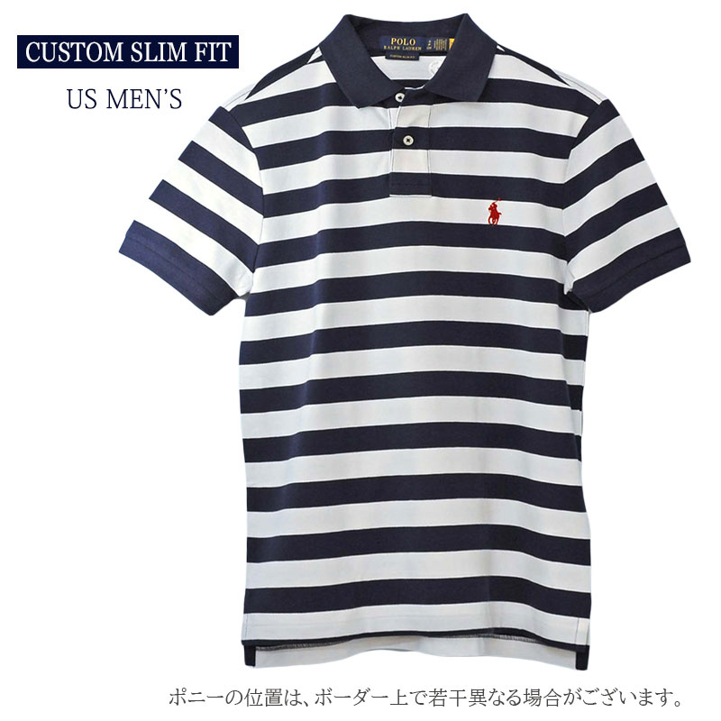 Polo by Ralph Laurenラルフローレン Men'sボーダー 半袖 鹿の子 ポロシャツ カス...