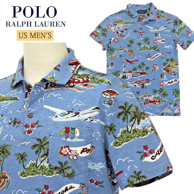 POLO Ralph Lauren Men'sポロベアーハワイアン柄 半袖ポロシャツXL,大きいサイズ父の日ギフト プレゼント#710966450