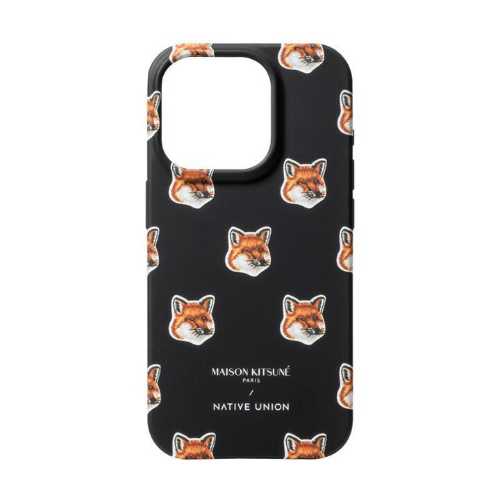 メゾンキツネ スマホケース メンズ MAISON KITSUNE x NATIVE UNION / メゾンキツネ × ネイティブユニオン　All Over Fox Head Case　iPhone 15 Pro Case　アイフォンケース　ブラック　【クリックポスト発送】