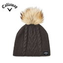 Callaway キャロウェイ ゴルフ レディース ポンポンビーニー ニット帽 チャコール