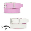 Callaway キャロウェイ ゴルフ レディース ベルト スプリットレザー ピンク&ホワイト リバーシブル