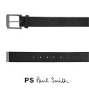 PS Paul Smith / ポールスミス エンボス加工ロゴ レザー ベルト ブラック