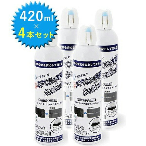 【1000円オフクーポン配布中】エアコン内部クリーナー 420ml×4本セット 超電水エアコン内部クリーナーシュ！シュ！ 掃除 除菌【〜 6月11日(日)01:59まで】のサムネイル