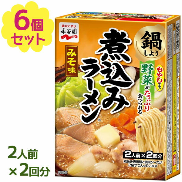 永谷園 煮込みラーメン みそ味 2人前×2回分 6個セット 鍋 煮込み専用麺 味噌 しめ料理 即席めん インスタント食品 袋麺 鍋焼き