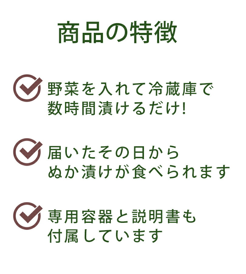 【1000円OFFクーポン配布　送料無料】 金沢大地 わたしのぬか床 1kg 容器付き 無添加 無農薬 国産 ぬか漬け 糠床 自宅用