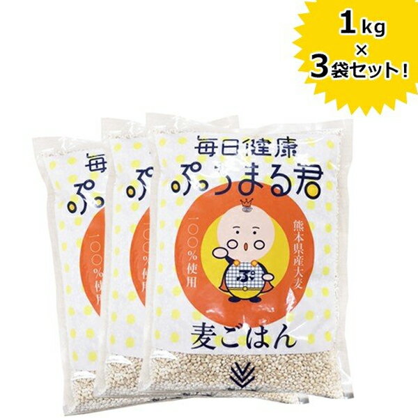 西田精麦 毎日健康 ぷちまる君 1kg×3袋セット 熊本県産 国産大麦100％ 国産 麦ごはん 押し麦 白米置き換え