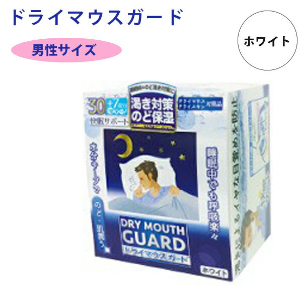 【1000円OFFクーポン配布　送料無料】 ドライマウスガード 男性サイズ 白 30枚入り 快眠サポート 乾燥対策 喉の渇き予防 保湿