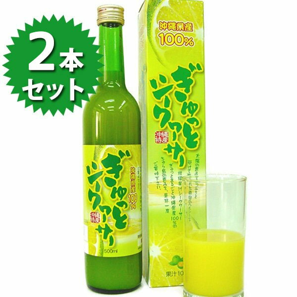 ぎゅっとシークワーサー 原液 500ml×2本セット シークヮーサー果汁100％ ストレート ちゅら島沖縄 健康飲料 業務用