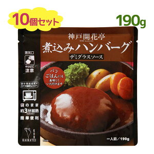 【送料無料】 レトルト食品 神戸開花亭 デミグラスソース ハンバーグ 190g×10個セット 洋食 簡単調理 電子レンジ可 常温保存 お惣菜 グルメギフト