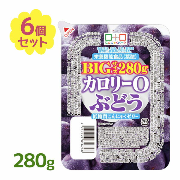 【送料無料】 こんにゃくゼリー カロリーゼロ 低糖質カロリー0BIG ぶどう味 280g×6個セット フルーツ蒟蒻ゼリー デザート ヨコオデイリーフーズ 低糖質スイーツ