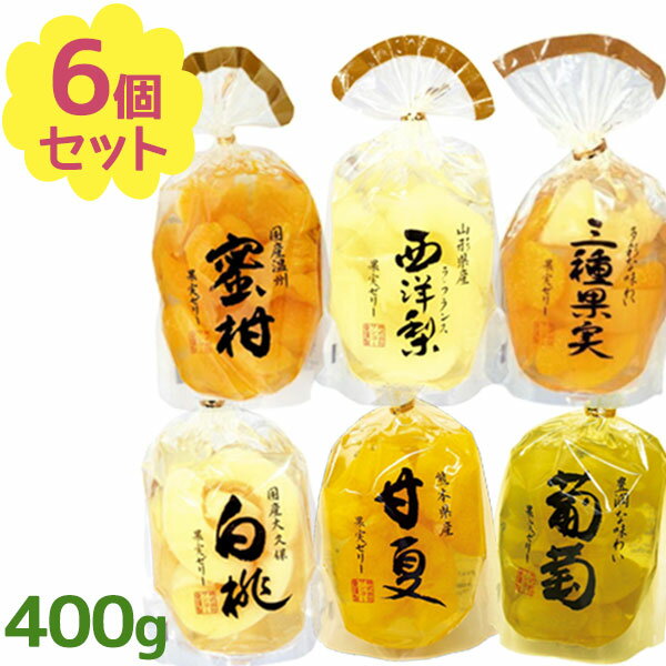 サンヨー堂 ゼリー 詰め合わせギフト フルーツゼリー 6種各1個セット 白桃 密柑 三種果実 西洋梨 葡萄 甘夏 国産 巾着ゼリー おしゃれ スイーツ ギフト お中元のサムネイル