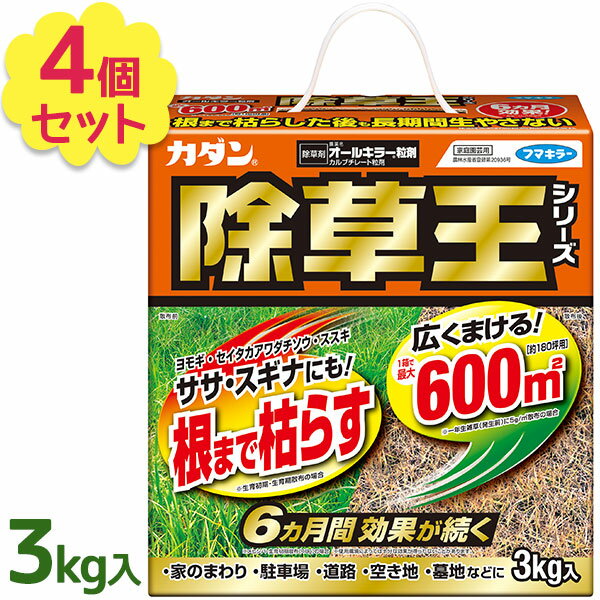 【クーポン利用で￥500オフ 】 除草剤 粒剤 カダン 除草王シリーズ オールキラー 3kg 4個セット 雑草 庭 園芸用品 農業 畑 ガーデニング 業務用 フマキラー 【スーパーセール】