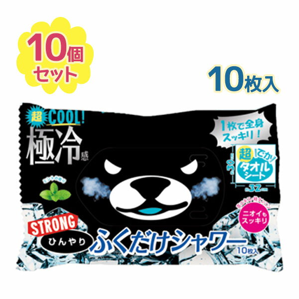 制汗シート 大判 厚手 ひんやりふくだけシャワー ストロング 10枚×10個セット 涼感タオルシート ...