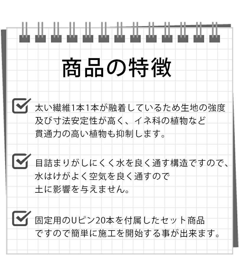 防草シート ザバーン 240G 2m×5m 2個セット 固定用 ピン20本付 強力 グリーン 緑 デュポン 雑草シート 除草 草取り 家庭菜園 庭 ガーデニング 雑草対策 3