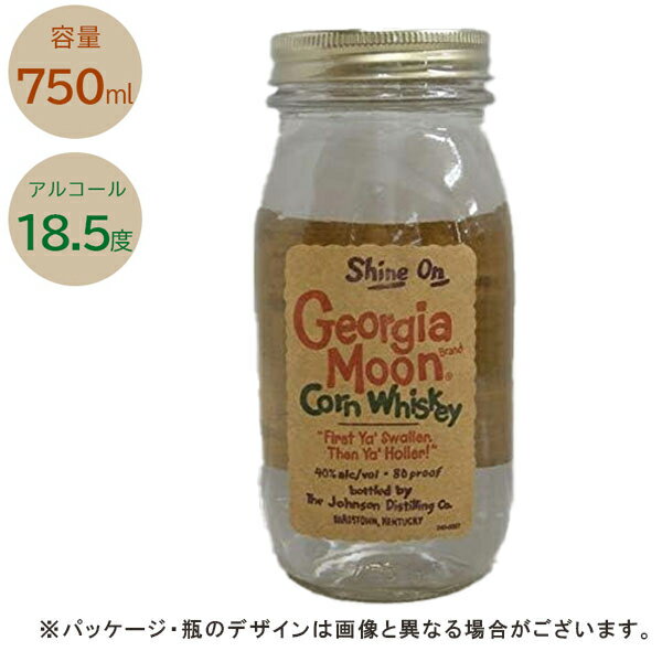 ケンタッキー生まれの「コーン・ウィスキー」です。熟成30日以内でビン詰めする、愛酒党向けの製品です。密造酒を模して作られたウイスキーで、熟成30日以下なので、2年以上の熟成を必要とするバーボンの基準に足りないため、アメリカで作られるウイスキーですが、バーボンではなく「コーン・ウイスキー」と呼ばれています。透明なウイスキーで荒々しさが特徴！変わったお酒を試してみたいなど冒険するにはピッタリのお酒です。※下記の仕様・注意事項を必ずご確認ください。商品名ジョージアムーン コーンウイスキー名称ウイスキー内容量750mlアルコール度数40%保存方法直射日光を避けて冷暗所にて保存してください。原産国名アメリカブランドGEORGIA MOON区分お酒広告文責Cheeky株式会社（TEL:0358307901 E-mail:info@cheeky.co.jp）※必ずお読みください※※20歳未満の飲酒は法律で禁止されています。20歳未満のお客様に対してはお酒の販売を致しかねます。※現在庫の期限については、当店までお問い合わせをお願いいたします。※「原産国」表記について規定に基づき、「原産国名」は「最終加工が行われた国」を記載しております。「原料の原産地」とは異なりますので、予めご了承の程よろしくお願い致します。※妊娠中・授乳中・処方された薬を服用している方や、特定原材料・特定原材料に準ずるもの等のアレルギーをお持ちの方は、かかりつけのお医者様にご相談の上、ご購入・お召し上がりください。また、アレルギーに関しては個人差がありますので、特定原材料・特定原材料に準ずるもの等の食物アレルギーをお持ちではない方でも、お体に合わないなと感じられた場合はすぐにご使用をやめ、お医者様にご相談下さいますよう、よろしくお願い致します。※商品画像はイメージです。下記記載の内容につきましては、入荷時期により実際のお届けとなる商品と異なる場合がございます。→商品名、容量、アルコール度数、ラベル、ボトル形状、化粧箱の有無、ヴィンテージ等事前にお問い合わせいただきましても、ご希望のお品物の発送は承っておりません。また、画像との相違点におけるお客様都合での返品をご希望される場合の送料につきましては、お客様ご負担とさせていただきます。お買い求めの際は、予めご了承いただきますようお願い申し上げます。【検索用】