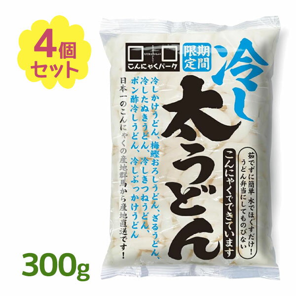 糖質オフ うどん 冷やし太うどんこんにゃく 300g 4個セット 麺 料理 置き換え ダイエット カロリーオフ こんにゃくパーク