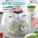 野菜水切り器 サラダスピナー 食洗機対応 プッシュ式 容量4.2L ザル ボウル 料理 便利 家庭用 簡単 下ごしらえ 調理 キッチン用品 縦長