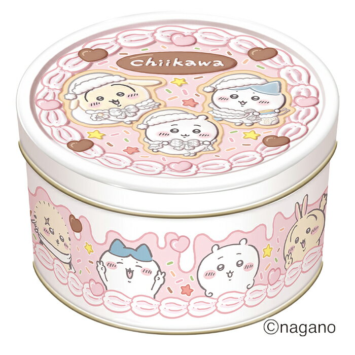 ハート ちいかわ ホールケーキ缶 2025年 バタークッキー5袋入り 個包装