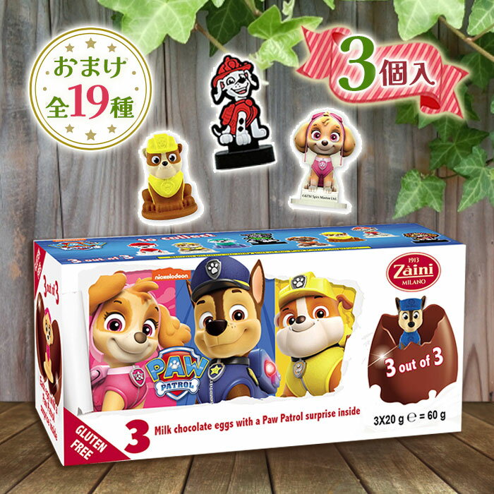 ザイーニ チョコエッグ パウパトロール 3個入り 卵型 チョコレートエッグ 輸入菓子 ウィズメタックフーズ