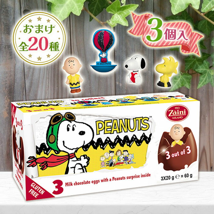 ザイーニ チョコエッグ スヌーピー PEANUTS 3個入り 卵型 チョコレートエッグ 輸入菓子 ウィズメタック..