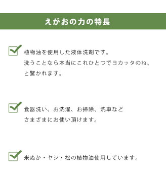 【送料無料】 えがおの力　2L　多目的液体洗剤　鶴田商会　オーガニック洗剤