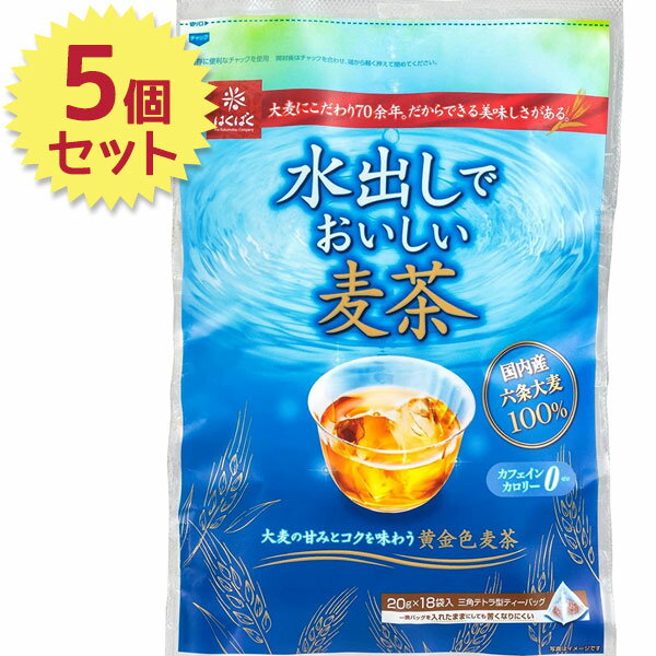 はくばく 水出しでおいしい麦茶 18袋入×5個セット テトラパック 国産六条大麦100％ ノンカフェイン