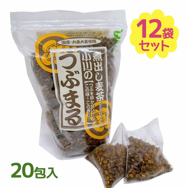 小川の煮出し麦茶 つぶまる ティーパック 20包×10袋セット 国産 六条大麦100% テトラパック カフェインゼロ ノンカフェイン