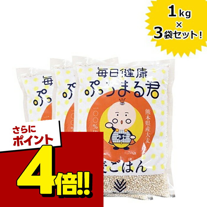 西田精麦 ぷちまる君 1kg×3袋セット 毎日健康 熊本県産 国産大麦100％ 国産 麦ごはん 押し麦 白米置き換え