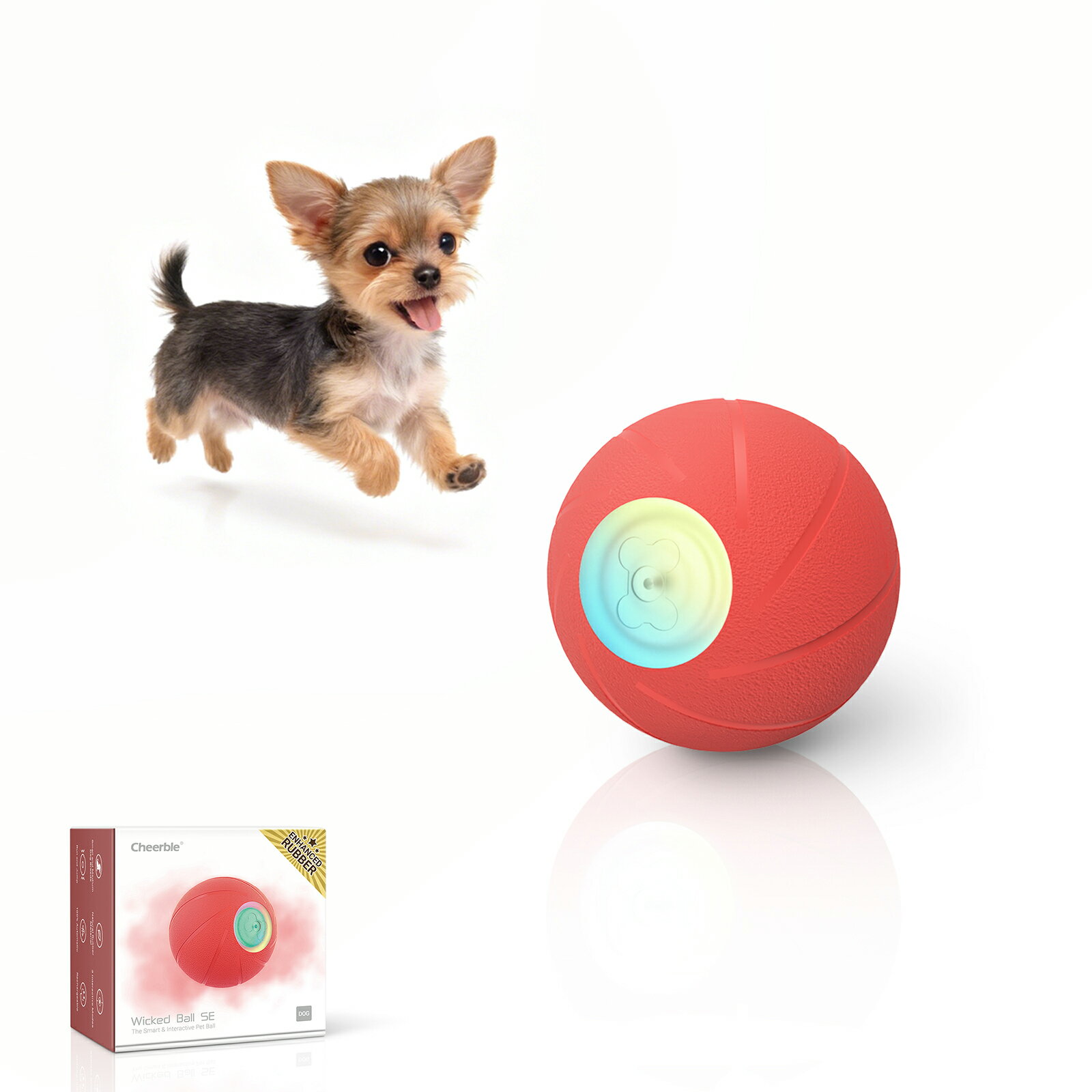 商品仕様 / スペック 商品名 犬自動おもちゃ(Wicked Ball SE) 素材 天然ゴム 充電方法 DC2.5充電式 バッテリー 200mAh 充電時間 約1時間 使用時間 約2〜4時間（使用状況により異なります） 機能 自動回転 / 揺れる / 跳ねる 障害物回避 / 誤作動防止 / LEDライト 対象 犬用・猫用 中小型犬におすすめ ★ おすすめポイント ● お留守番中のひとり遊びに最適 ● 運動不足の解消に ● ストレス発散・退屈対策に ● 繰り返し使えるUSB充電式 ★ 商品特徴 ペットにやさしい天然ゴムを採用。 床や家具を傷つけにくく、室内でも安心して使用できます。 自動で転がる・跳ねる動きとLEDライトで好奇心を刺激。 障害物回避センサー搭載でスムーズに動作します。 誤作動防止設計で安心してご使用いただけます。 ご注意 ※大型犬や噛む力の強いペットにはご注意ください。 ※サイズ・仕様はロットにより若干異なる場合がございます。 【注意事項】： ・当店の商品は全て国内から配送されます。 ・国内配送の商品は国内でのお買い物と同じく消費税が発生いたします。関税はかかりません。 ＊色がある場合、モニターの発色の具合によって実際のものと色が異なる場合がございます。
