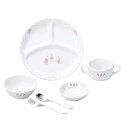 OGISO(おぎそ) ピーターラビット ドットガールズ 強化磁器食器4点&スプーンフォークセット (食洗機・レンジ対応)
