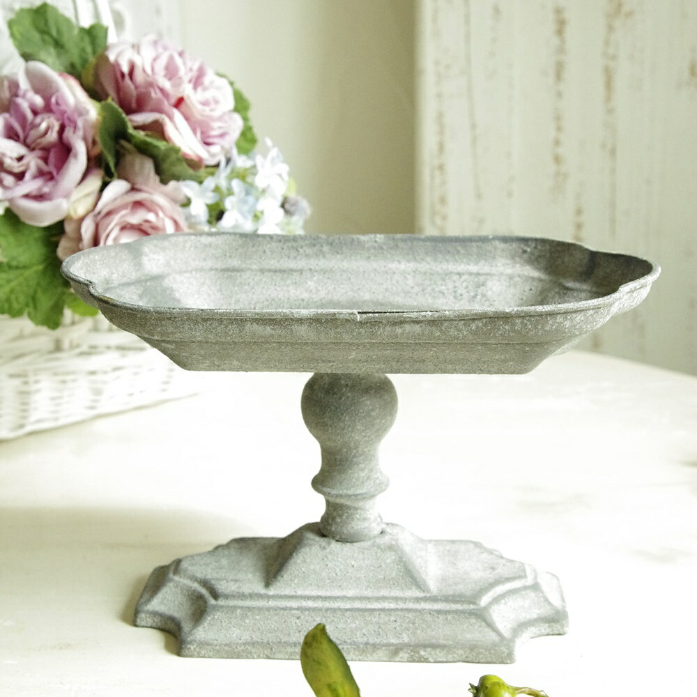 【送料無料】ブリキトレイ グレー トレー アンティーク調 巾20.5×奥12×高さ13.5cm