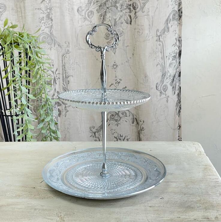 【送料無料】アンティーク雑貨 ケーキスタンド おしゃれ 2段トレイ アフタヌーンティ【ケーキスタンド ..
