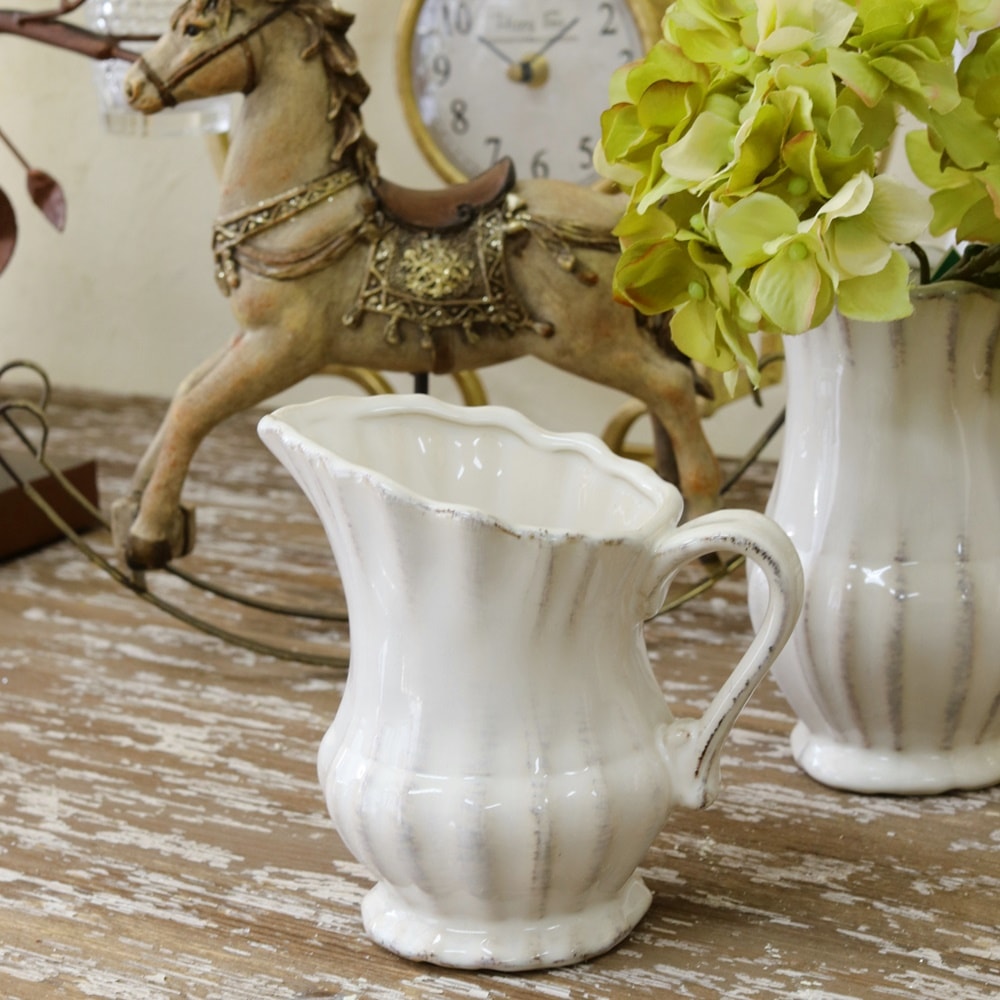 花瓶 おしゃれ 陶器 白 アンティーク風 雑貨 陶器 花瓶 