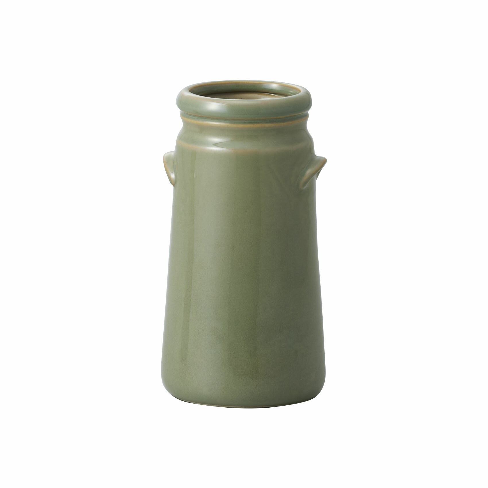 【スーパーセール クーポン配布中！】 【送料無料】アンティーク雑貨 花瓶 セラミックベース おしゃれ 陶器 フラワーベース【クレイ Arles（アルル）L ナチュラルグリーン】Φ8.5×高さ16cm