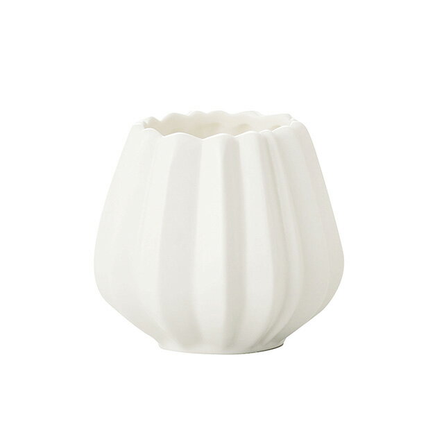 アンティーク風 雑貨 陶器 花瓶 ファミニン ホワイト【クレエ プリーツベース S】Φ7.5 高さ6.5cm