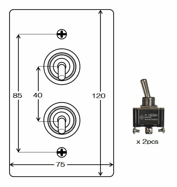 トグルスイッチ 3路スイッチ シルバー アルミ ダブル 2口 アメリカン スイッチプレート 巾7.5cm×奥行2.5cm×高さ12cm DIY アンティーク雑貨 インダストリアル シャビー レトロ お洒落