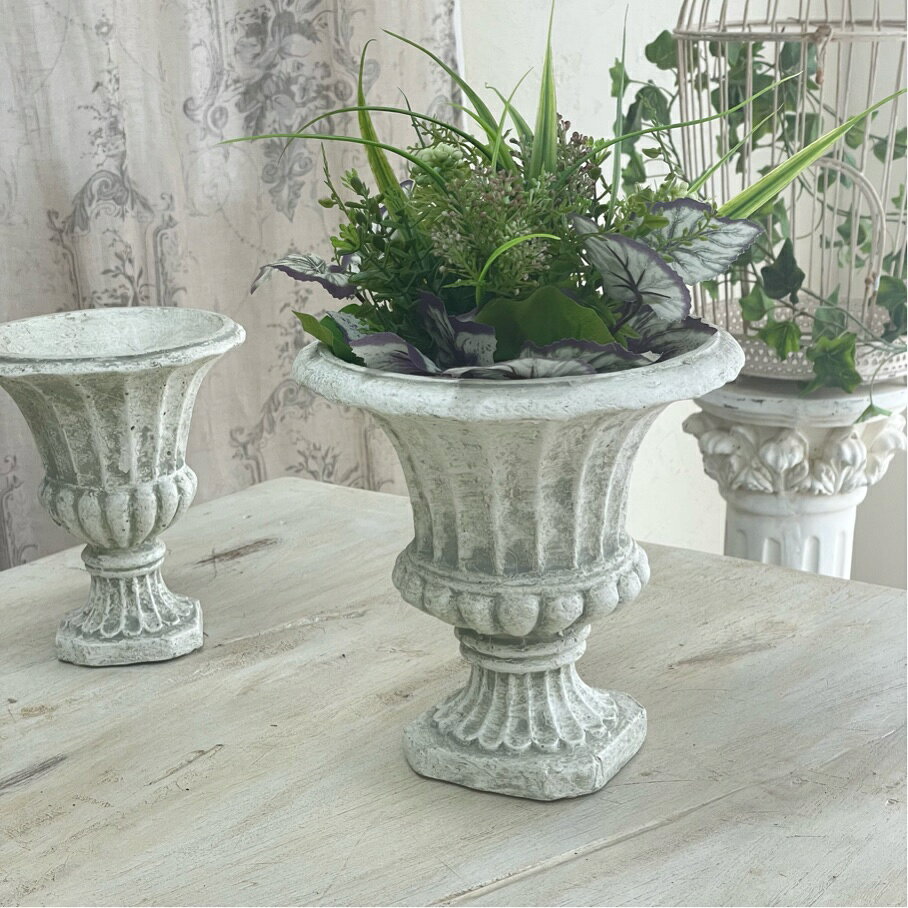 【送料無料】造花専用花瓶 フラワーベース 白 おしゃれ アンティーク 北欧【ドライフラワーベース 花瓶 ホワイト L】Φ21×高さ21cm