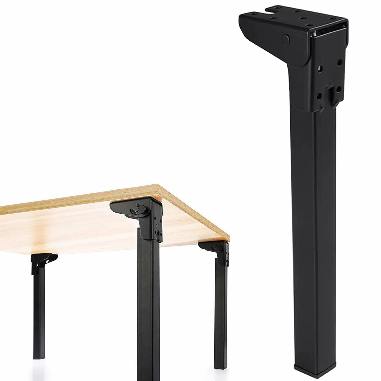 楽天チアフル楽天市場店家具脚 固定脚 4点セット強化鉄製 折りたたみテーブル脚 高耐荷重、机 ベッド コーヒーテーブルサポート脚 防錆 折り畳み脚 キャビネットポータブルラップトップテーブル テレビ台 家具脚 お手入れ簡単 便利な収納 交換用テーブル脚 DIY鉄脚（ブラック 高い70cm）