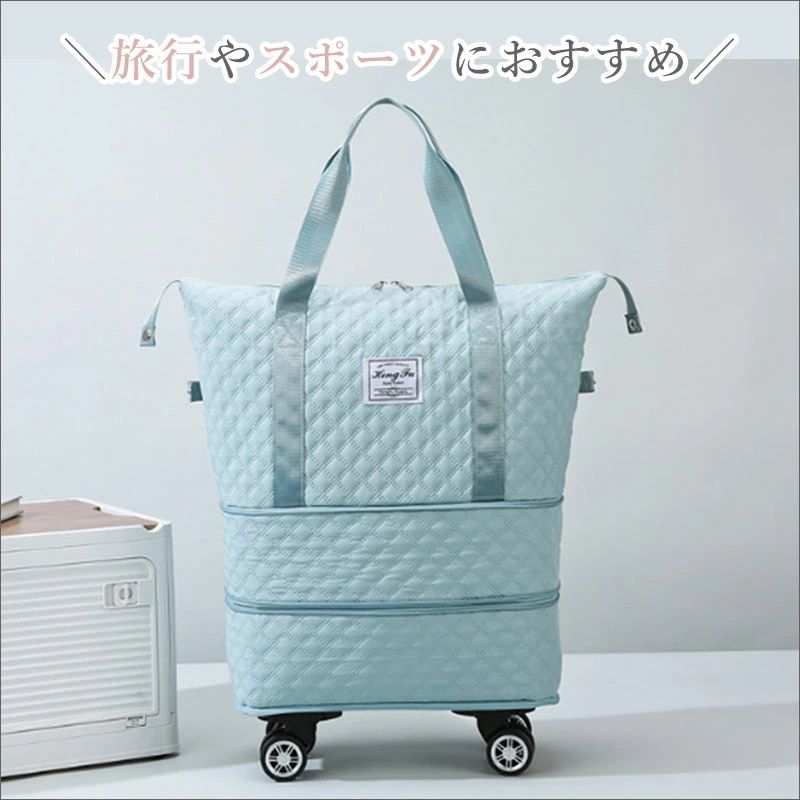 キャスター付き トートバッグ ボストンバッグ キルティング 3way 旅行バッグ 軽量 大容量 撥水 コンパクト トラベルバッグ 旅行バッグ キャリーオン キャリーバッグ 機内持ち込み 男女兼用 レディース メンズ 便利グッズ シンプル cheerful11-10002588 チアフル楽天市場店 サンプル画像2