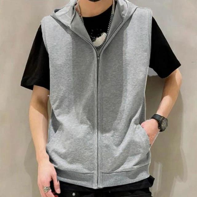 ベスト メンズ パーカー フード付き 軽量 アウトドア 無地 春 夏 秋 洗える ノースリーブ ヒップホップ風　運動ジャージ 釣り キャンプ 紳士 前開き 釣り ゴルフ ジップアップ ストレッチ おしゃれ 軽い 撮影 お洒落 作業着 ワーク服 プレゼント 送料無料 cheerful11-10003790 チアフル楽天市場店 サンプル画像2