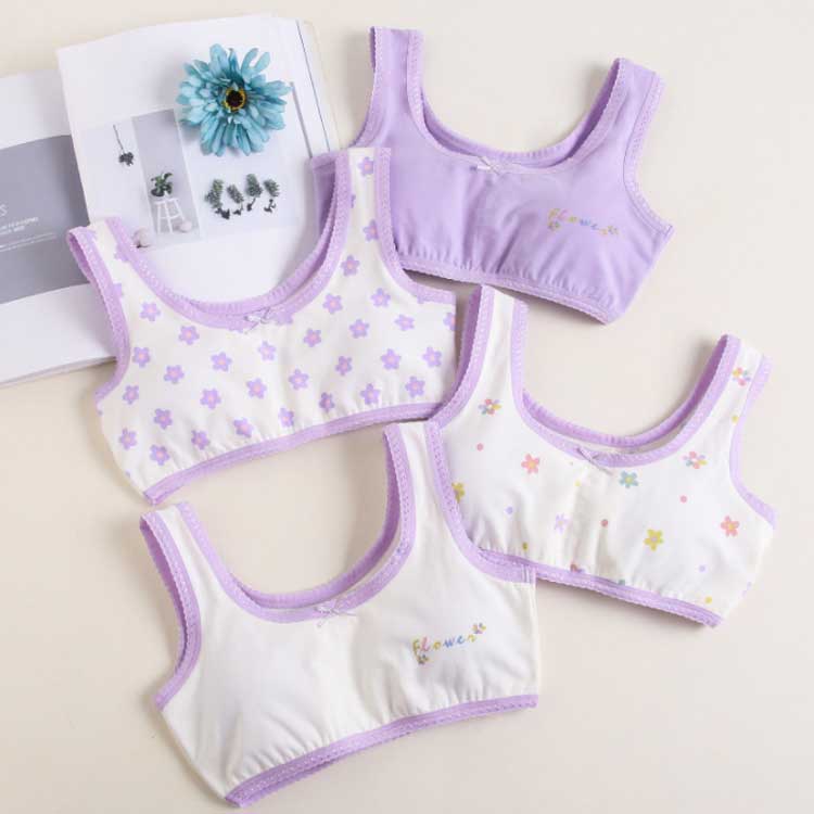 綿 ジュニア ブラジャー4枚 ブラ ブラジャー4枚 ジュニア服 ブラセット 中学生 ブラトップ スポーツブラ 女の子 小学生 ジュニアブラ コットン 肌着 パッドなし 子ども 130 140 150 160