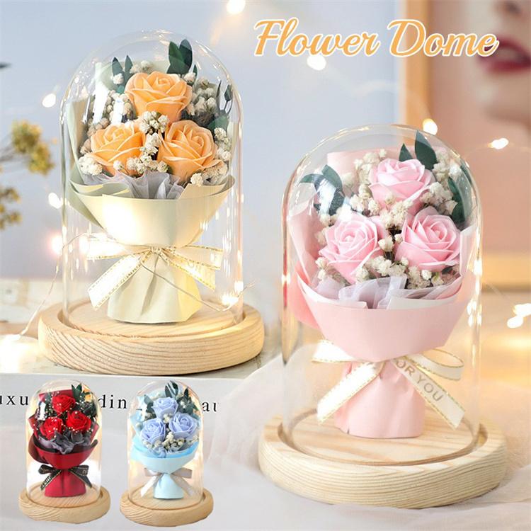 ソープフラワー シャボンドーム アレンジメント ガラスドーム フラワーギフト バラ 薔薇 花束 ブーケ 誕生日 お祝い プレゼント