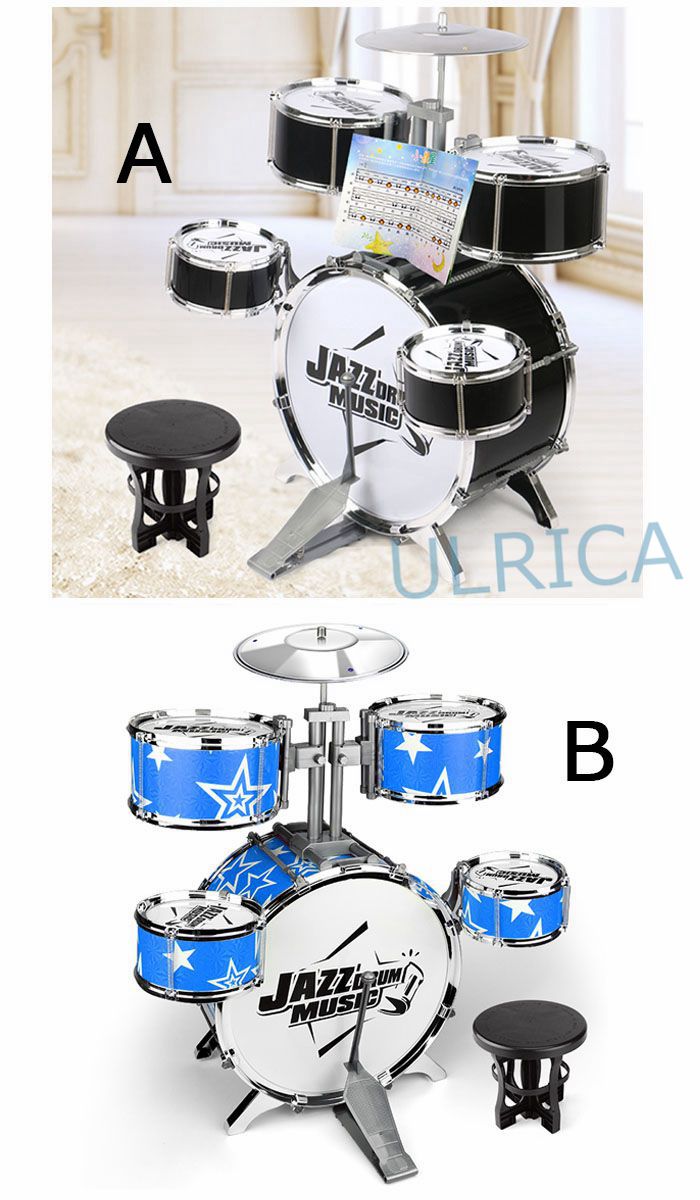 子供用ミニドラムセット キッズ　黒　青 パーカッションおもちゃ おもちゃドラムセット 子供用ドラムセット 玩具　プレゼント　お誕生日　組立式 2