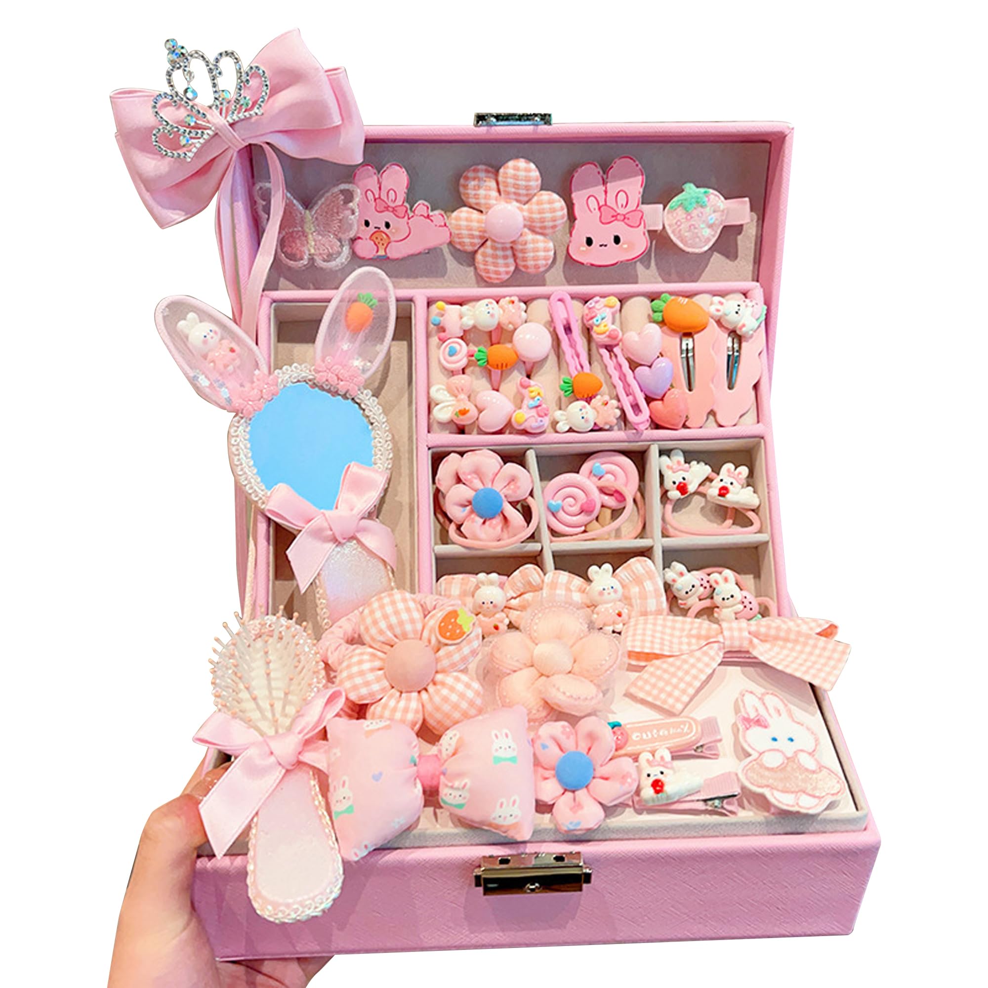 40PCS 4歳女子プレゼント 5歳誕生日プレゼント女の子 3 歳誕生日プレゼント ヘアアクセサリーセット ヘアアクセサリー 大容量 小物収納 ヘアピン ヘアバンド フェス 誕生日 プレゼント(ブループリンセスシリーズ40点セット)