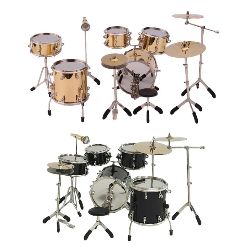 ドールハウス用8xリアルなミニドラムセット楽器アクセサリー